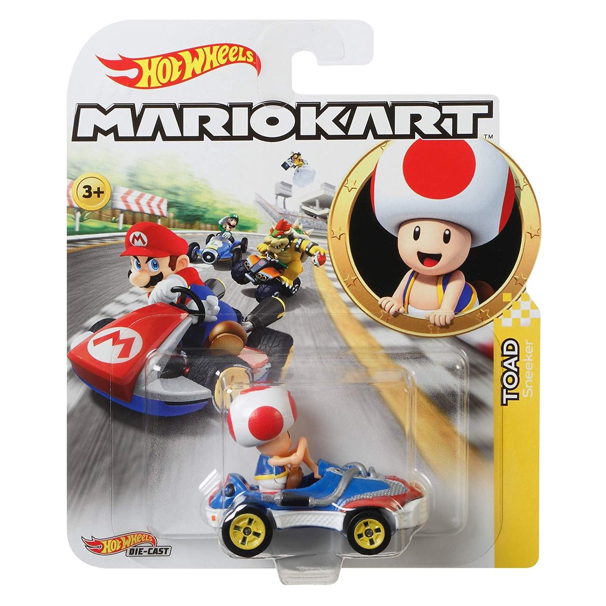 Mattel GBG30 - Hot Wheels - Mario Kart - Mini Die-Cast Fahrzeug mit Figur,  Toad | Rappelkiste Spielwaren