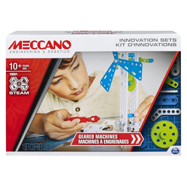 Spin Master 6047097 (20114214) - Meccano - Erfindungs-Set, Koffer mit Zahnrädern, Werkzeug uvm.