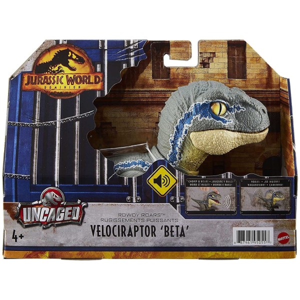 Mattel GWY55 - Jurassic World - Uncaged - Velociraptor 'Beta', interaktive Dinosaurier-Spielfigur