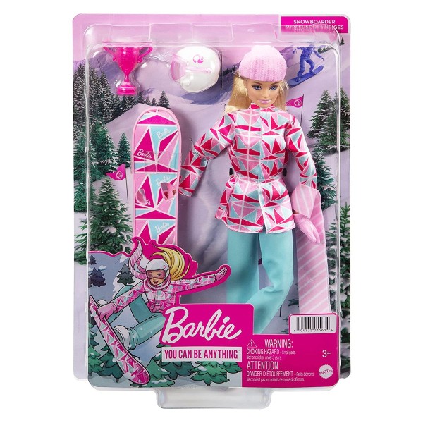 Mattel HCN32 - Barbie - You can be anything - Wintersport Puppe inkl. Zubehör, 30 cm, Spielset