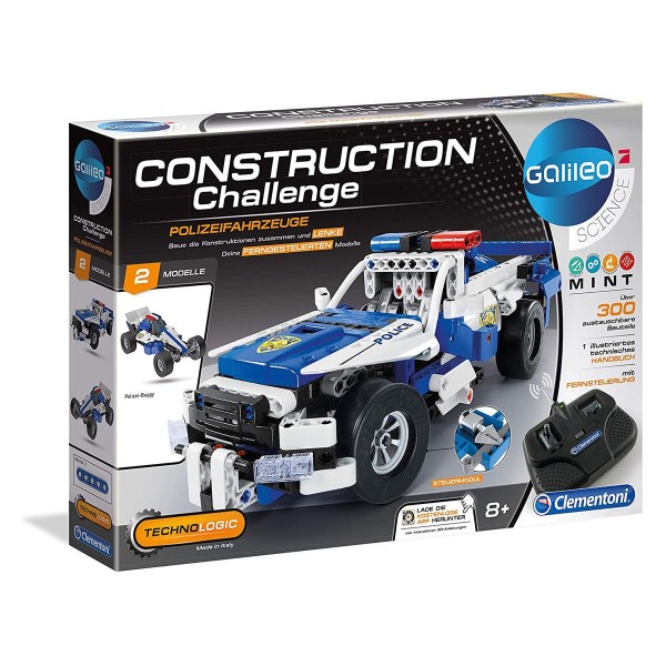 Clementoni 59144 2.Wahl - Galileo Science - Construction Challenge - Ferngesteuerter Polizeiwagen, R