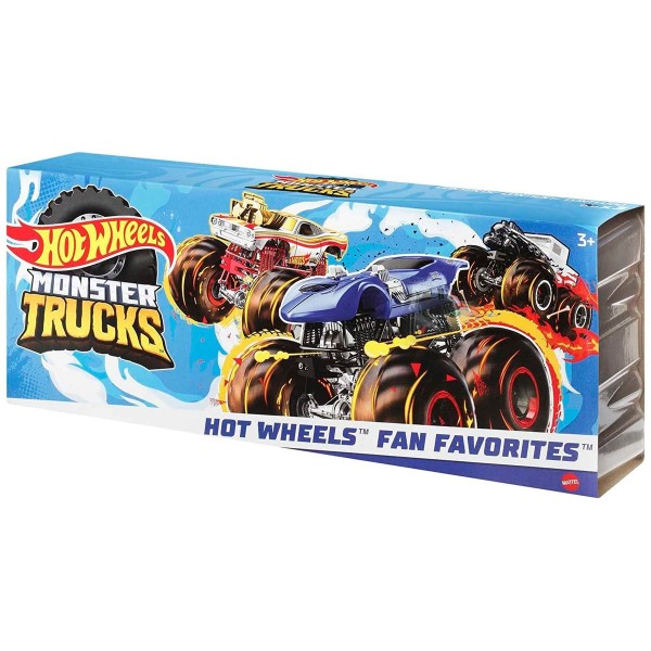 Mattel HNT78 - Hot Wheels - Monster Trucks, Fan Favorites, 3er-Pack, 1:64