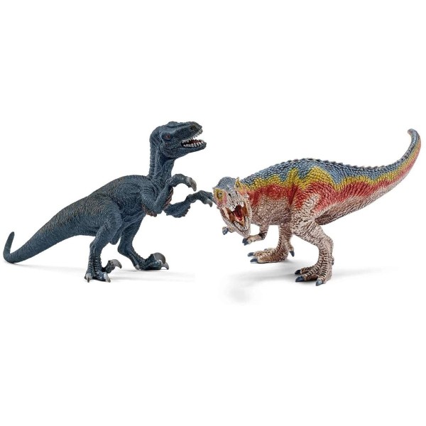 Schleich 42216 - Dinosaurs - Spielfiguren, 2er-Pack, T-Rex und Velociraptor
