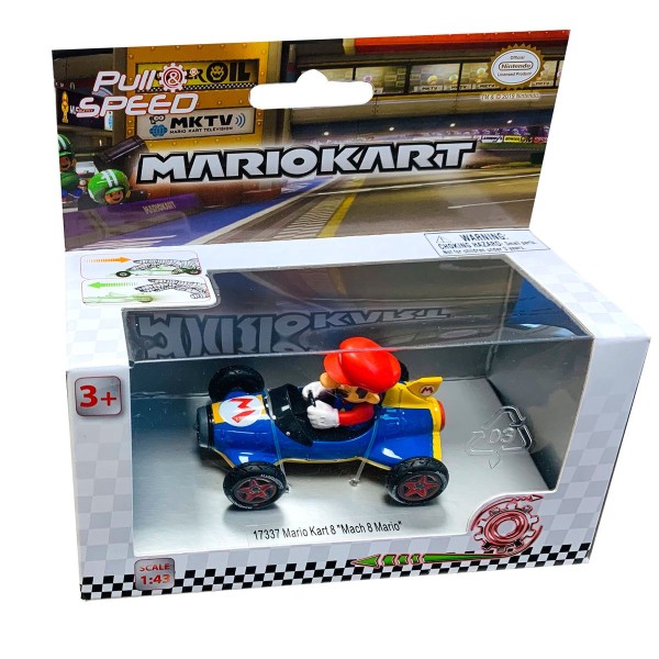 Stadlbauer 17337 - Nintendo - Mariokart 8 - Pull & Speed - "Mach 8 Mario", 1:43 mit Rückziehmotor