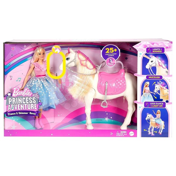 Mattel GML79 - Barbie - Princess Adventure - Tanzendes Pferd und Puppe Prance, mit Licht & Sound