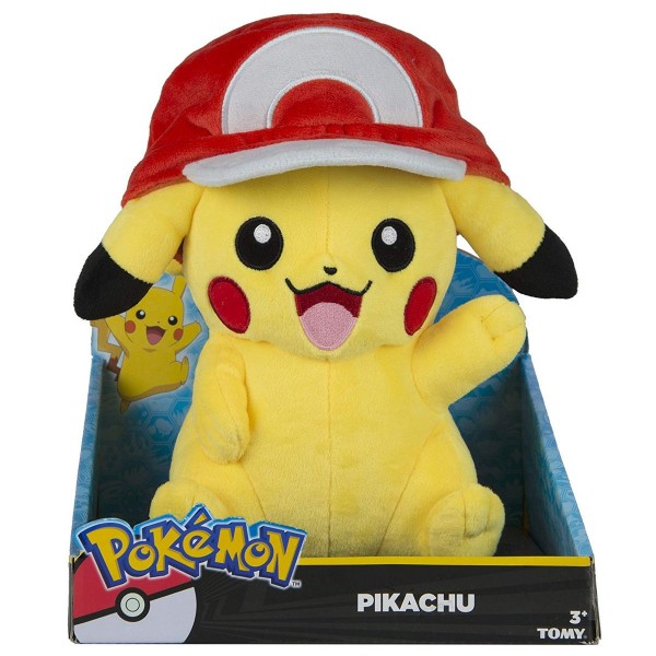 Tomy T18981 - Pokemon - Plüschfigur, Pikachu mit Mütze