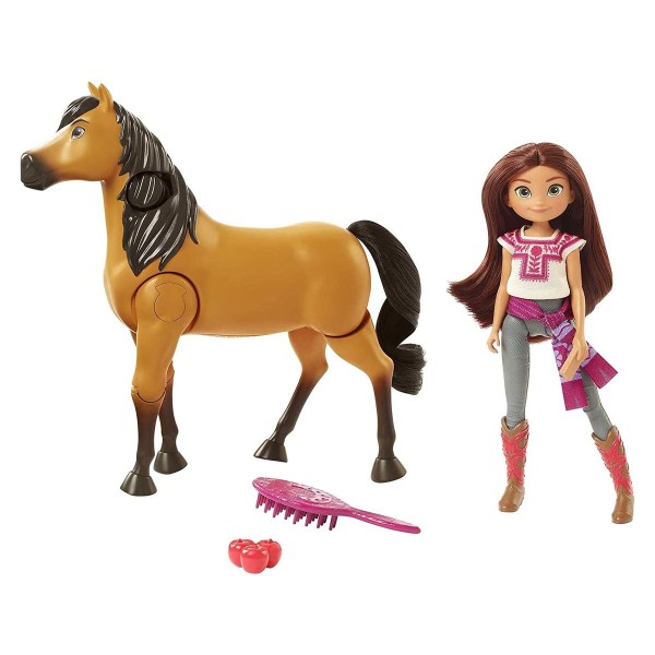 Mattel GXF95 - DreamWorks - Spirit - Spielset, Puppe mit Pferd, Lucky und Spirit, Reitabenteuer