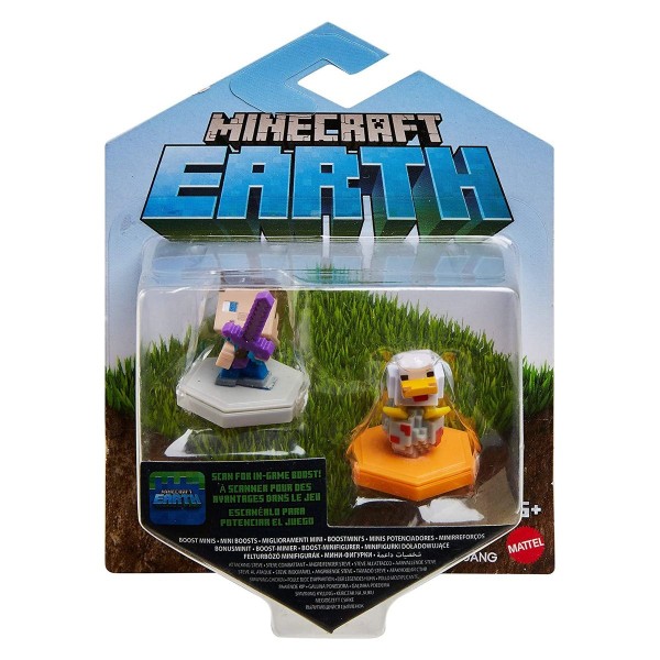 Mattel GKT42 - Minecraft - Earth - Mini-Figuren, 5 cm, 2er Pack, angreifender Steve + Eier legendes