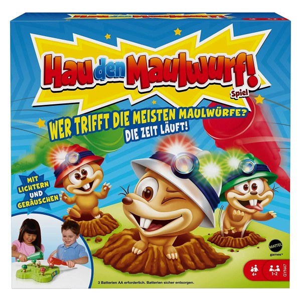 Mattel GYN47 - Mattel Games - Hau den Maulwurf!, Kinderspiel