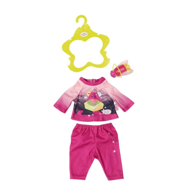 Zapf 824818 pink - BABY born - Puppenkleidung - Schlafanzug (43 cm) mit Nachtlicht,