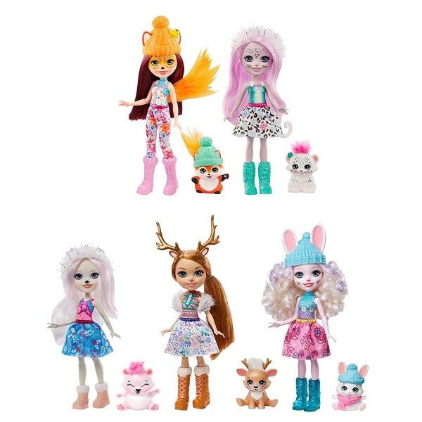 Mattel GXB20 - Enchantimals - Snow Valley - Puppen mit Tierfreunde, 5er-Pack