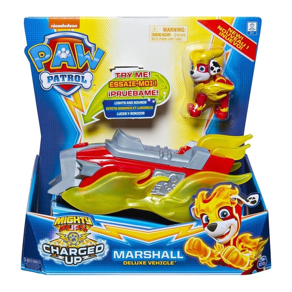 Spin Master 6055753 (20121273) - Paw Patrol - Mighty Pups Charged Up - Deluxe Fahrzeug mit Figur, Ma
