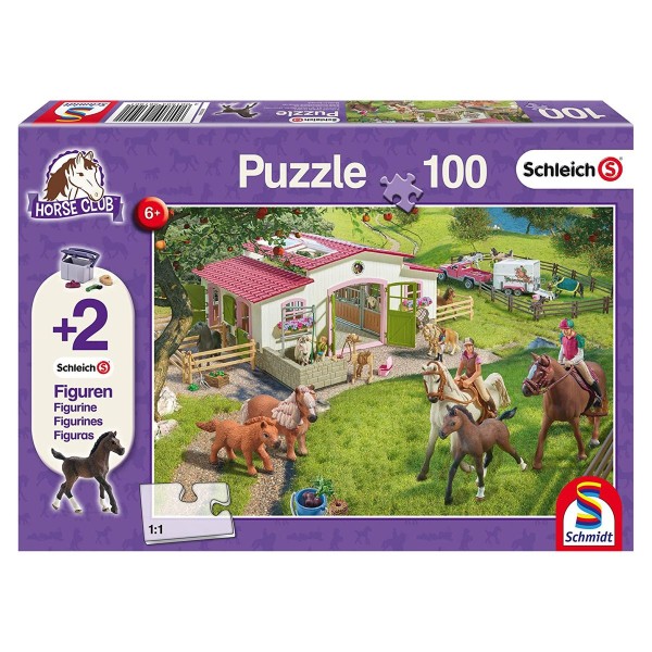Schmidt 56190 - Schleich - Horse Club - Puzzle, 100 Teile mit 1 Spielfigur, Ausritt ins Grüne