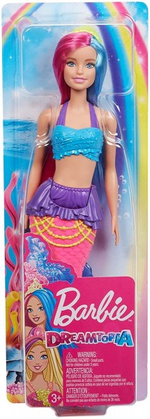 Mattel GJK08 - Barbie - Dreamtopia - Meerjungfrau Puppe, mit bunten Haaren Pink/Blau