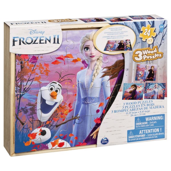 Spin Master 6053001 (20115368) - Disney - Frozen II - Holzpuzzle, 3 x 24 Teile