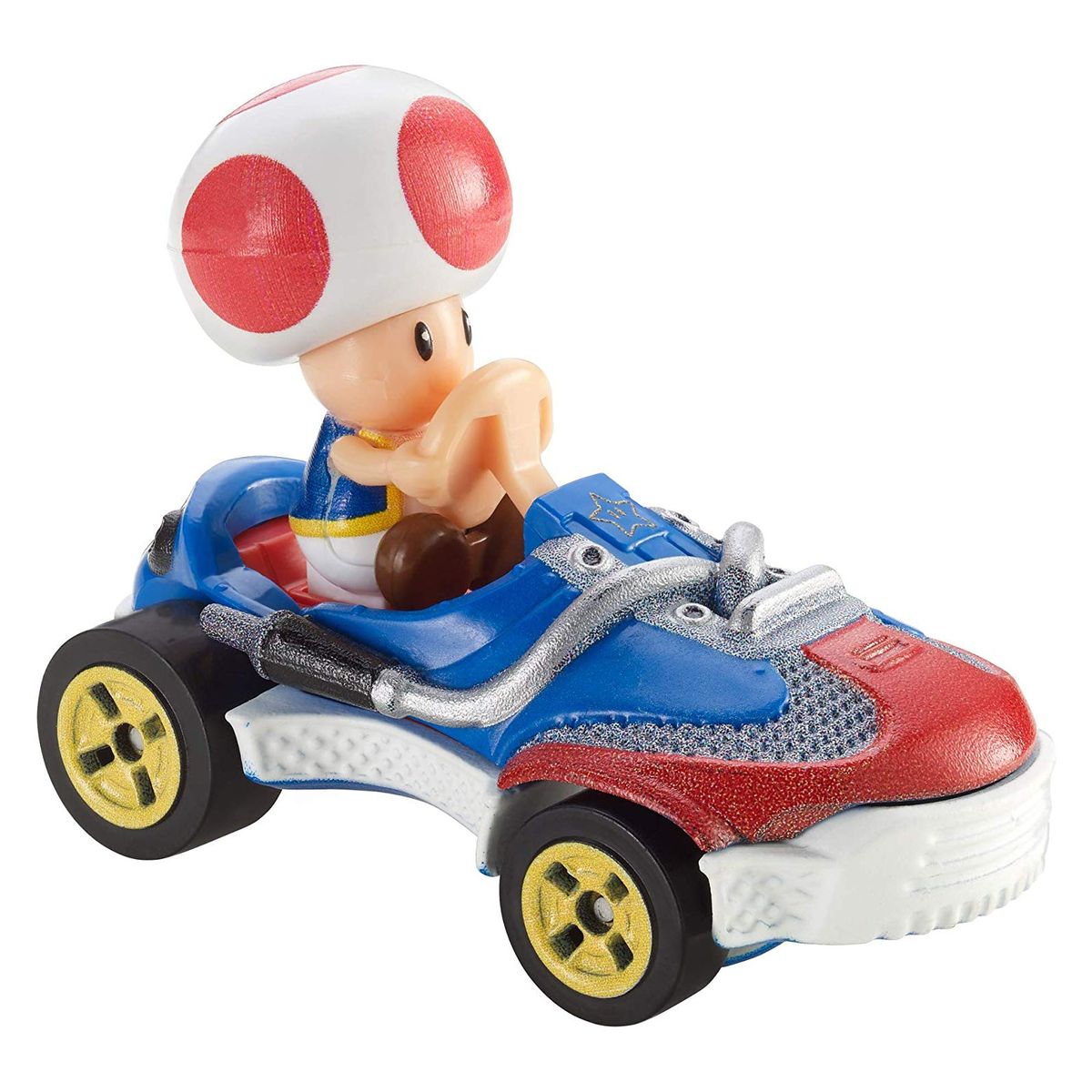 Fahrzeug Mario Mini Rappelkiste - Mattel mit - Hot Spielwaren Kart | - Toad Die-Cast Figur, Wheels GBG30
